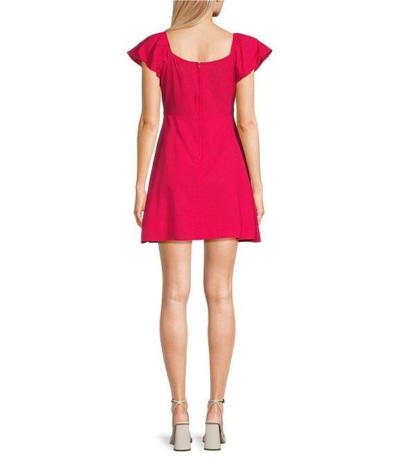 Copper Key Flutter Sleeve Tie Front Dress Product Image