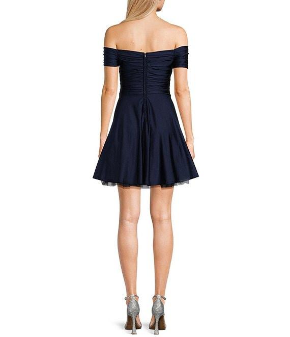 Honey and Rosie Off Shoulder Short A-Line Dress Product Image