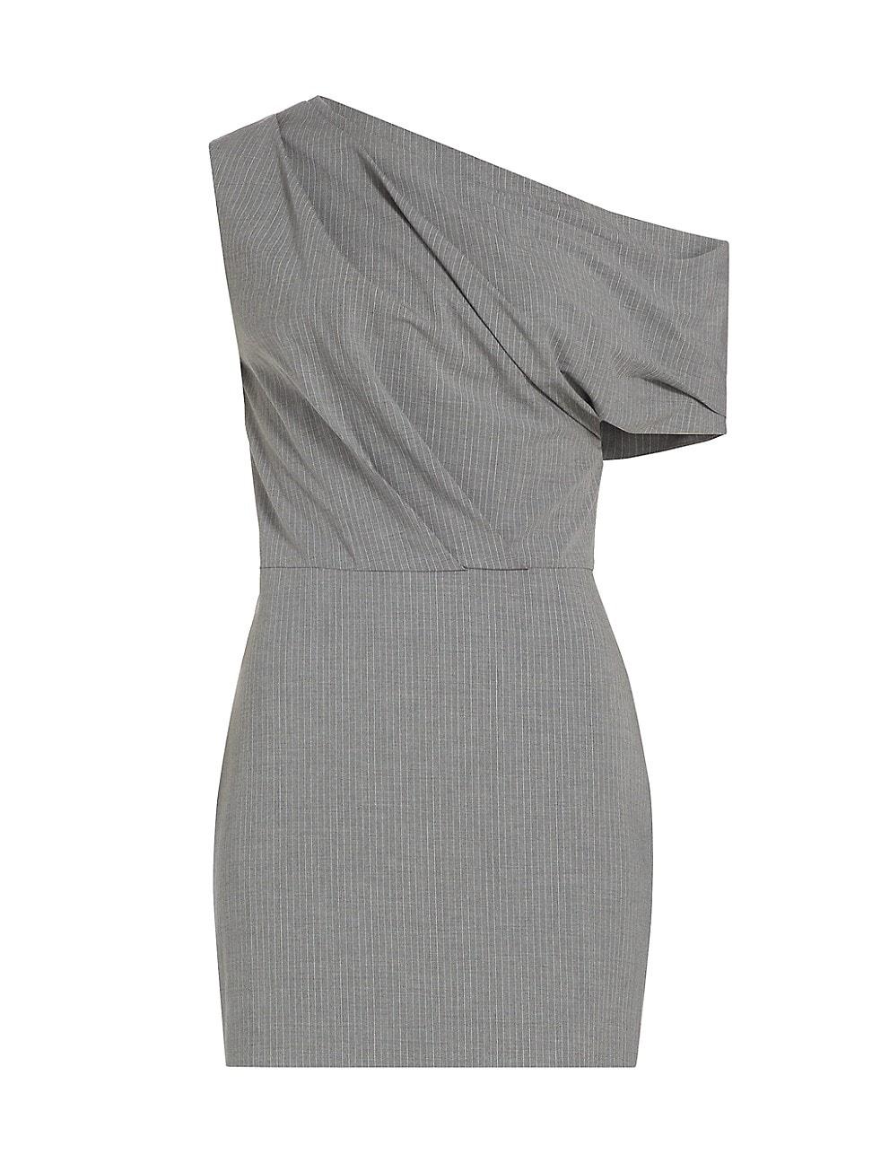 Womens Leighton Pinstriped Off-The-Shoulder Minidress Product Image