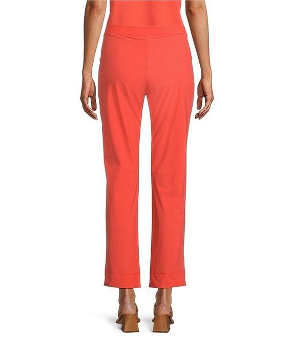 IC Collection Stretch Woven Slim Leg Slit Hem Ankle Pants Product Image