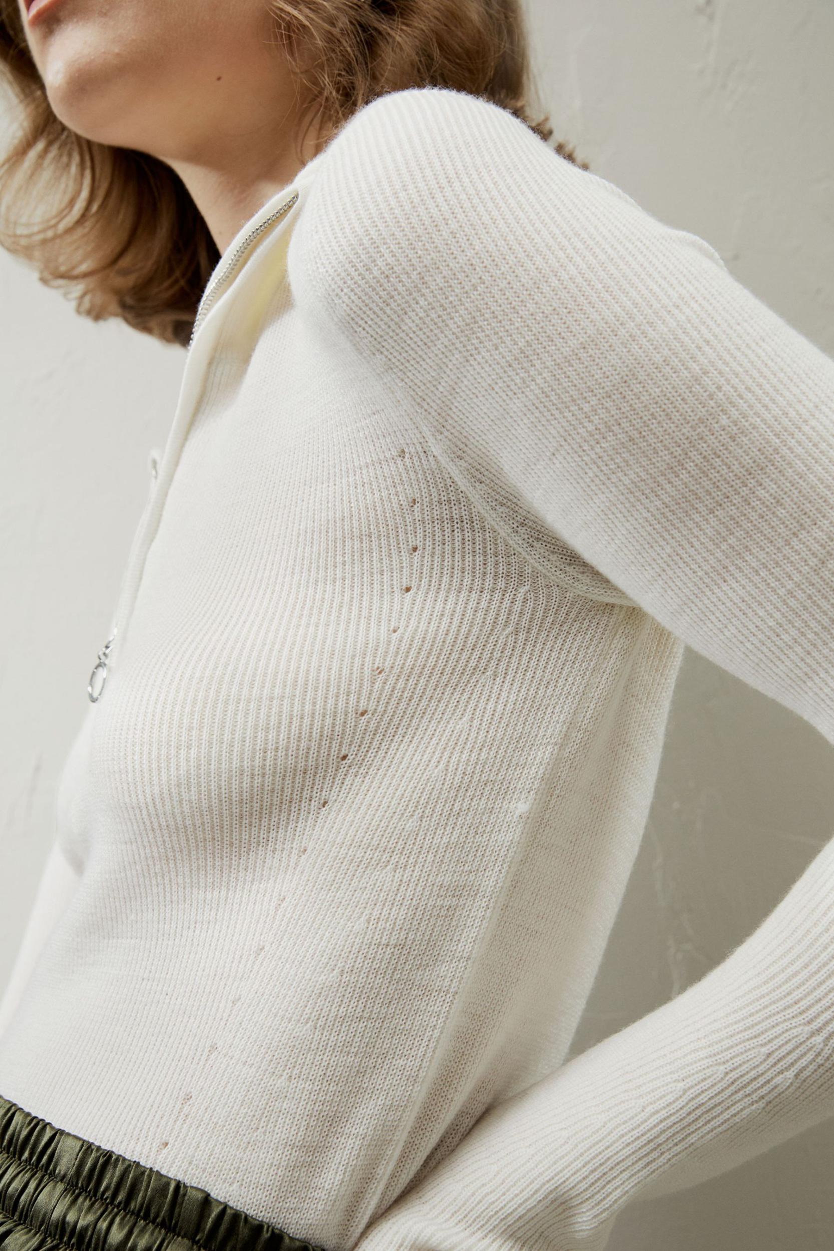 Gaia Ribbed Half Zip Ultra-fine Merino Wool Sweater Product Image
