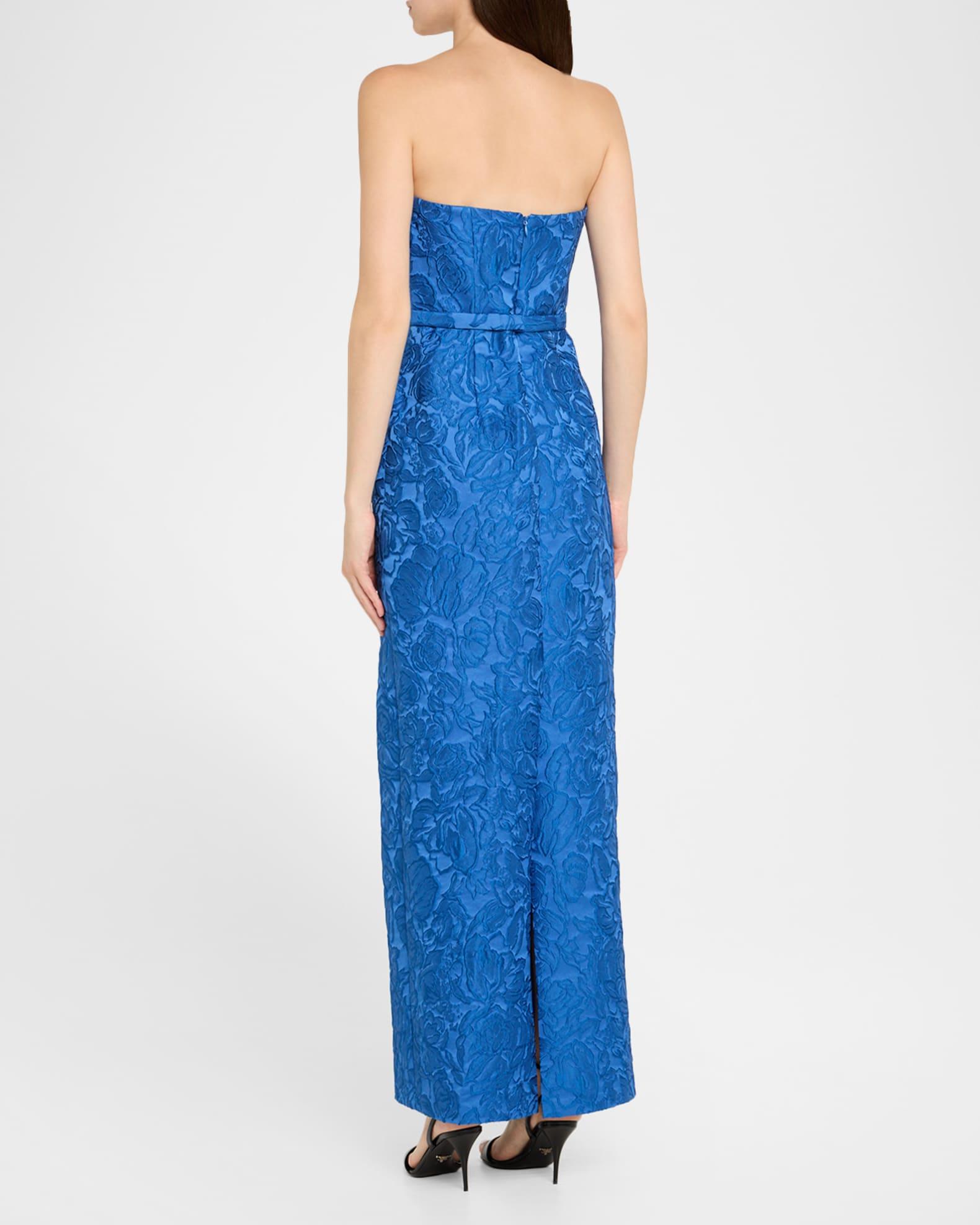 Sophia Strapless Floral Jacquard Column Gown Product Image