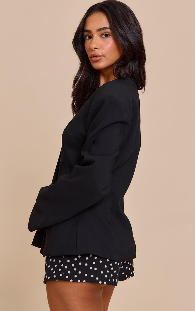 Petite Black Cinched Waist Drop Shoulder Blazer Product Image