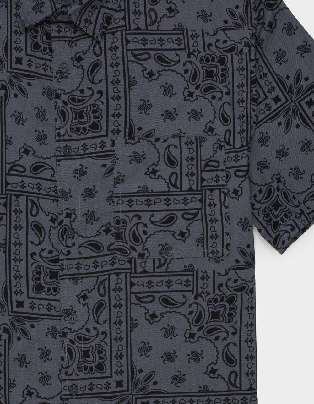 RSQ Mens Bandana Print Button Up Shirt - DARK GRAY Product Image