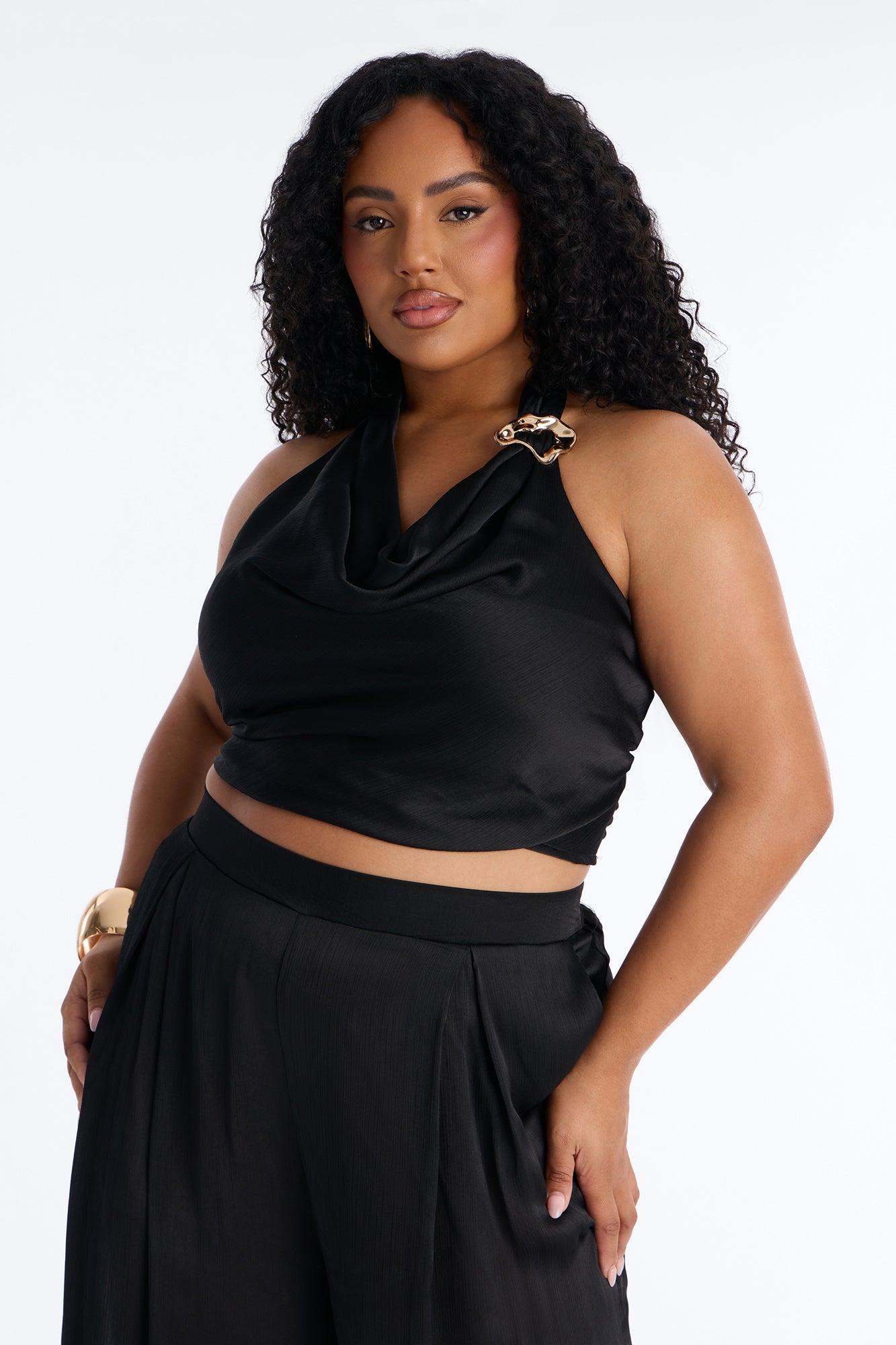 Paola Halter Balloon Pant Set - Black Female Product Image