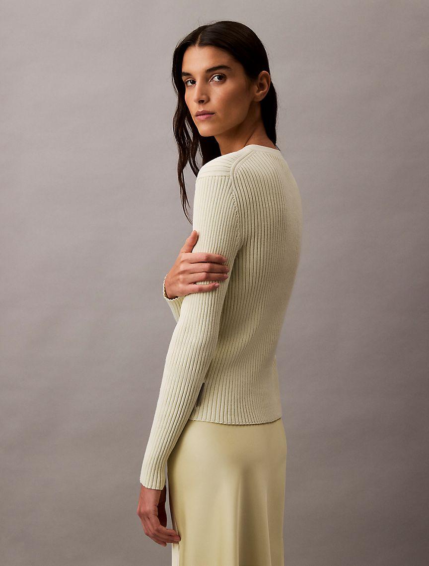 Smooth Cotton Rib Sweater Cardigan Product Image