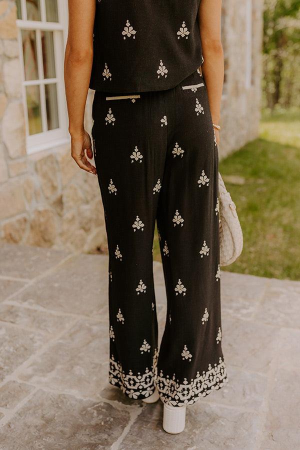 Vacay Vibes High Waist Embroidered Wide Leg Pants Product Image