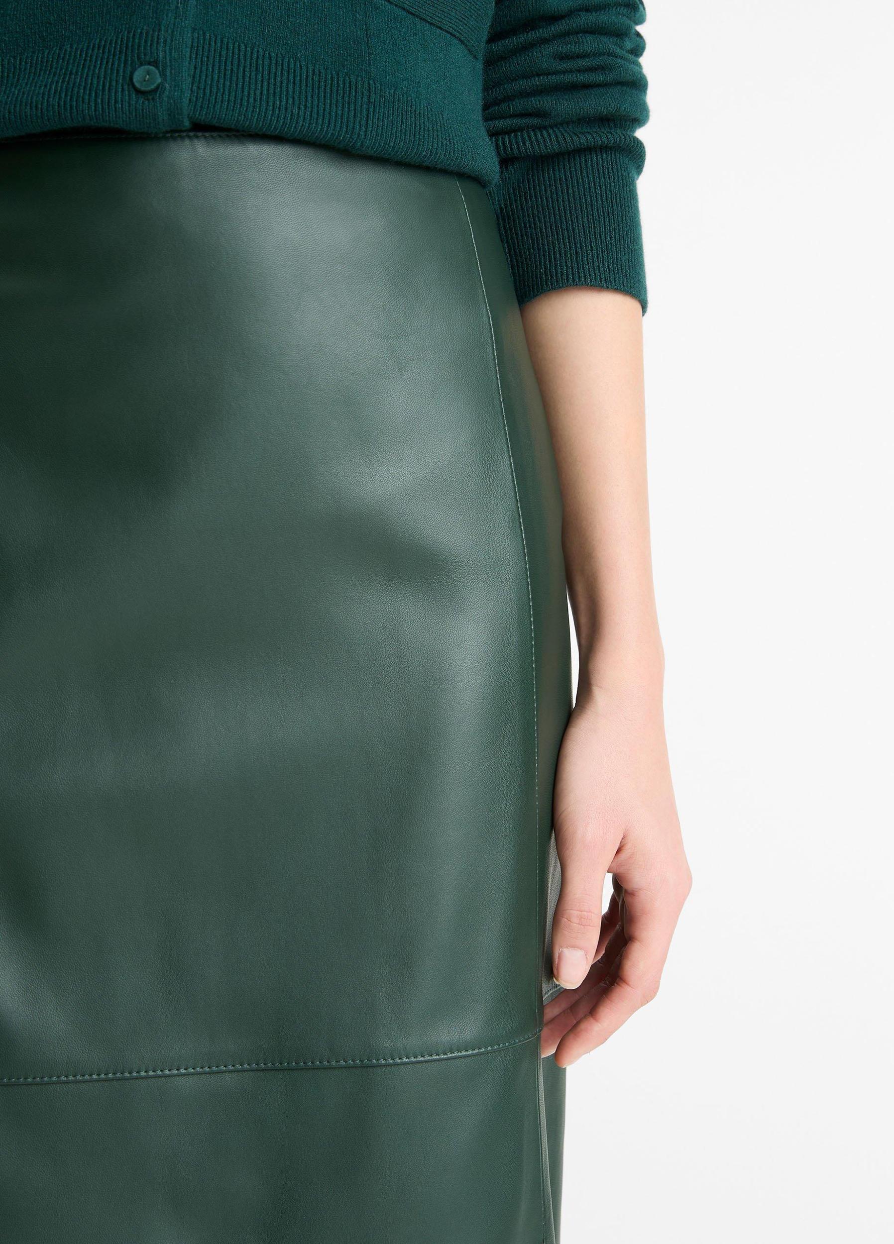 Leather Flared Knee Skirt Product Image