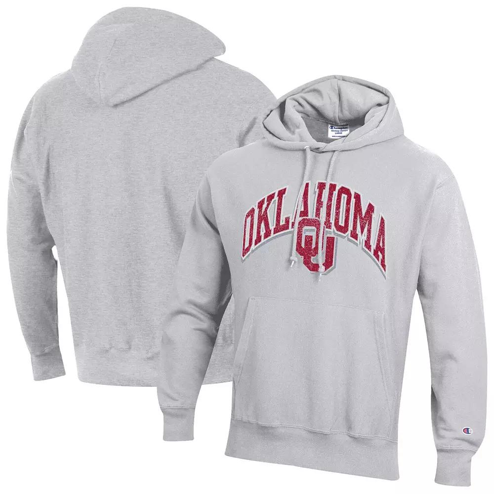 Men's Champion Gray Oklahoma Sooners Vault Late Night Reverse Weave Pullover Hoodie,  Product Image