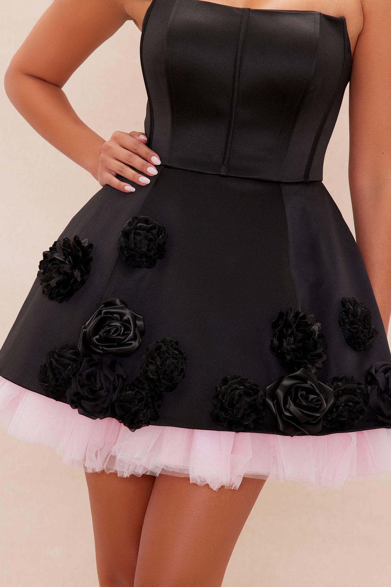 Mia Satin Mini Dress - Black/combo Product Image