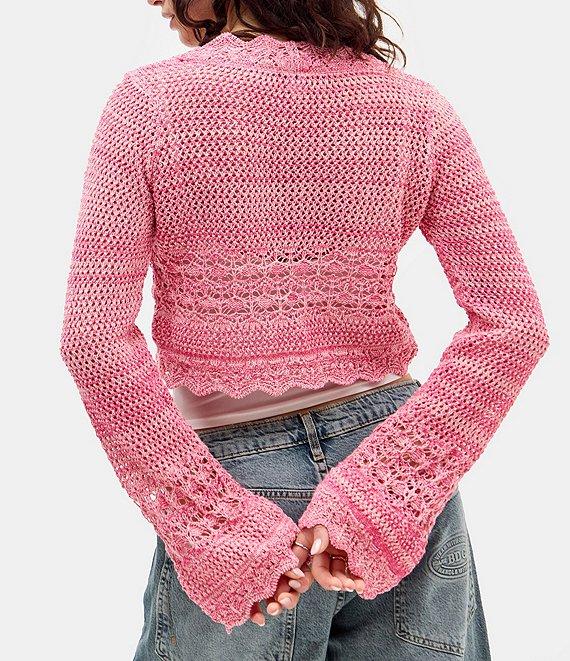 BDG Urban Outfitters Tie Front Long Sleeve Crocheted Cardigan Product Image