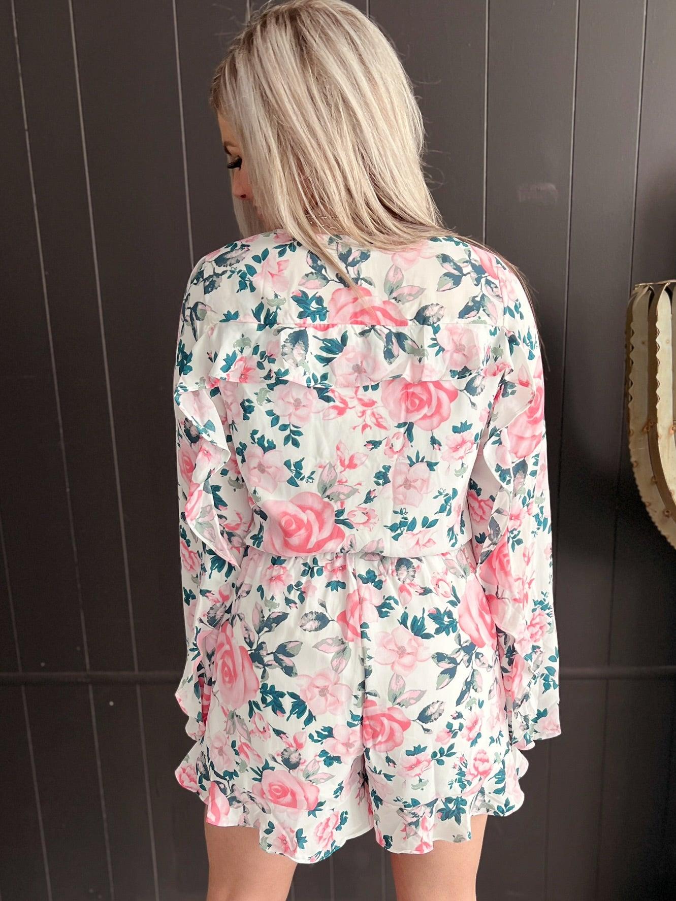 Rose And Pearl Ruffle Romper Product Image