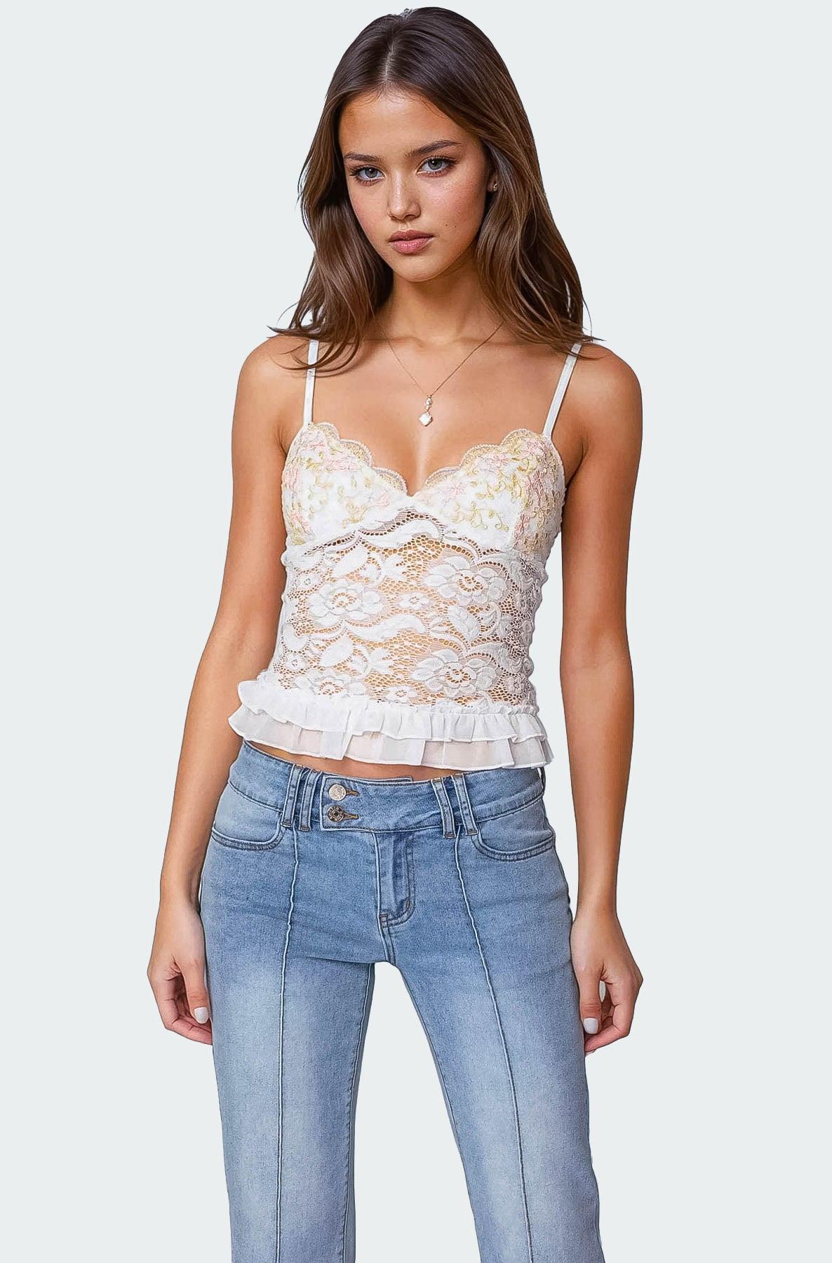 Torin Sheer Lace Tank Top Product Image