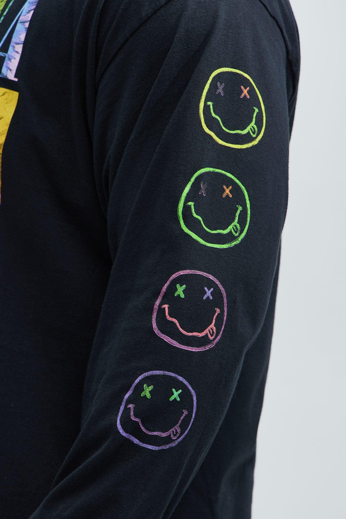 Nirvana Smiley Face Long Sleeve Tee - Black Product Image