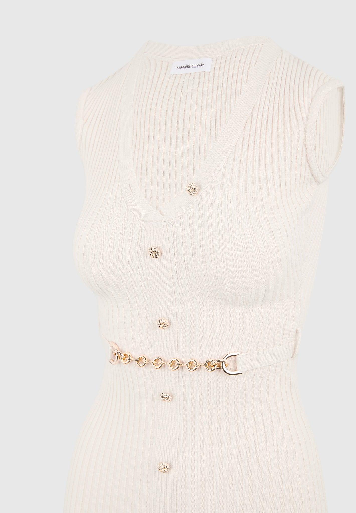 Helene - Knitted Midaxi Dress with Belt - Beige Female Product Image