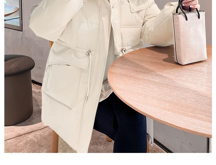 Stand Collar Plain Hood Zip Puffer Jacket Product Image