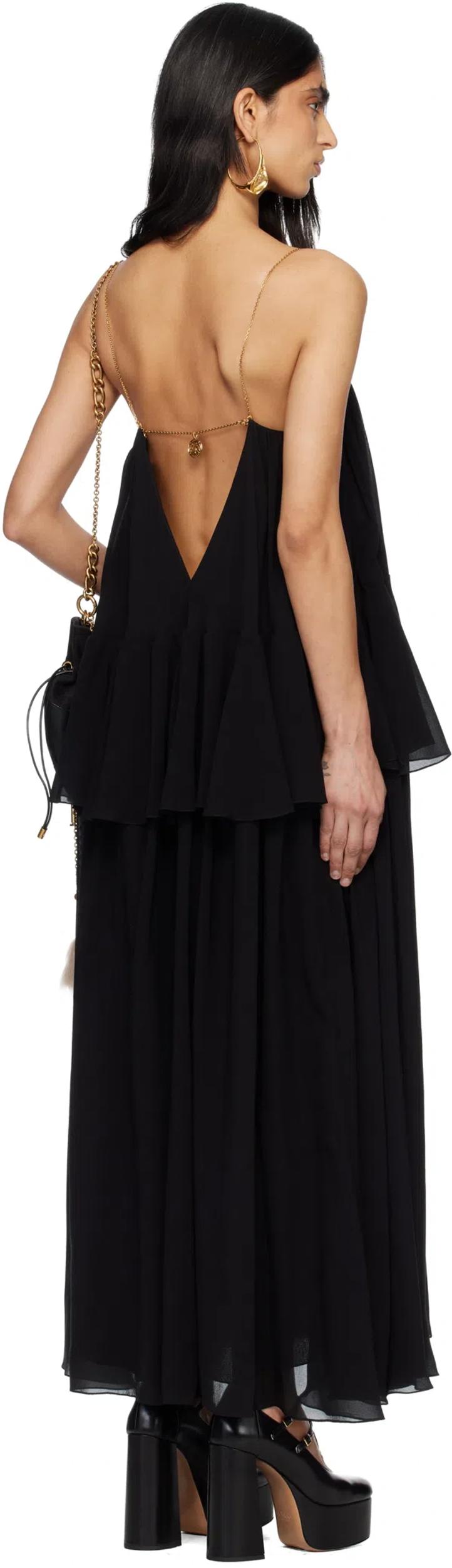 CHLOÉ Open-back Embellished Tiered Silk-georgette Maxi Dress In Black Product Image