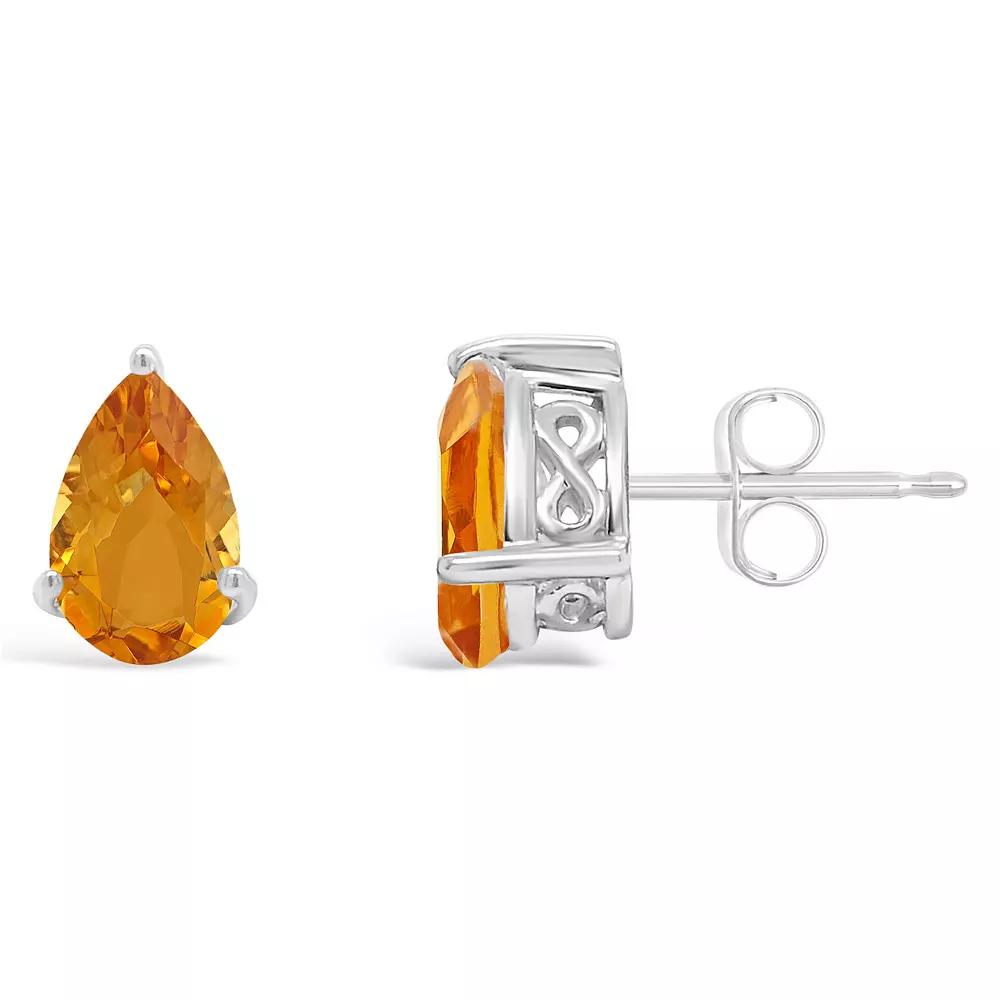 Alyson Layne Sterling Silver 8 mm x 5 mm Pear Shape Citrine Stud Earrings, Women's Product Image