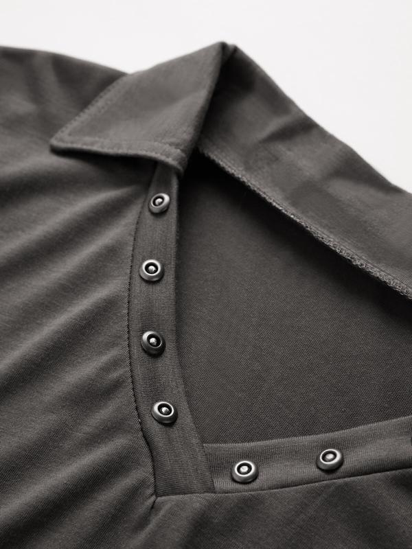 Solid V Neck Pocket Cropped Short Sleeve Tee Product Image