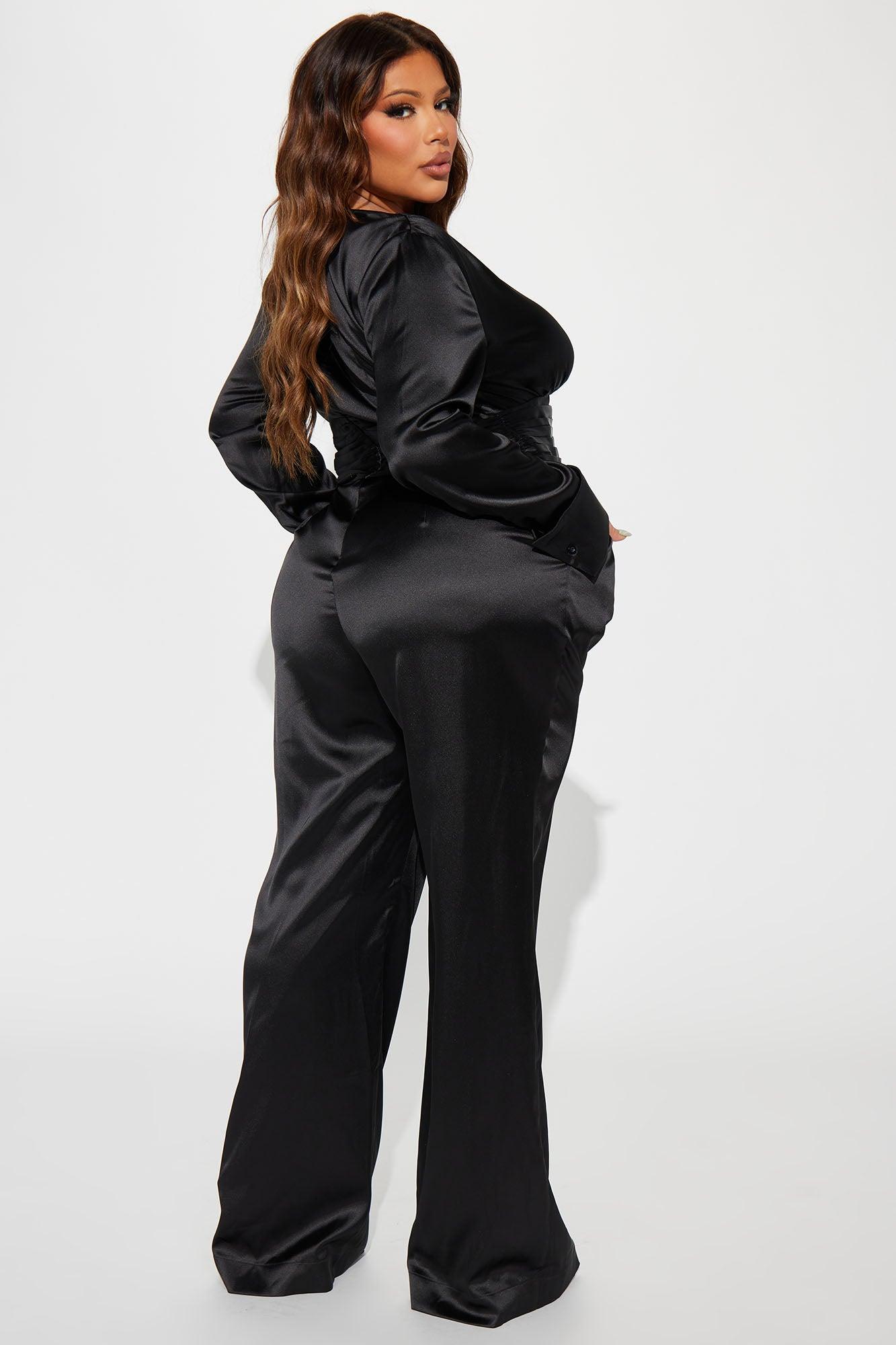 What You Don't See Satin Jumpsuit - Black Product Image