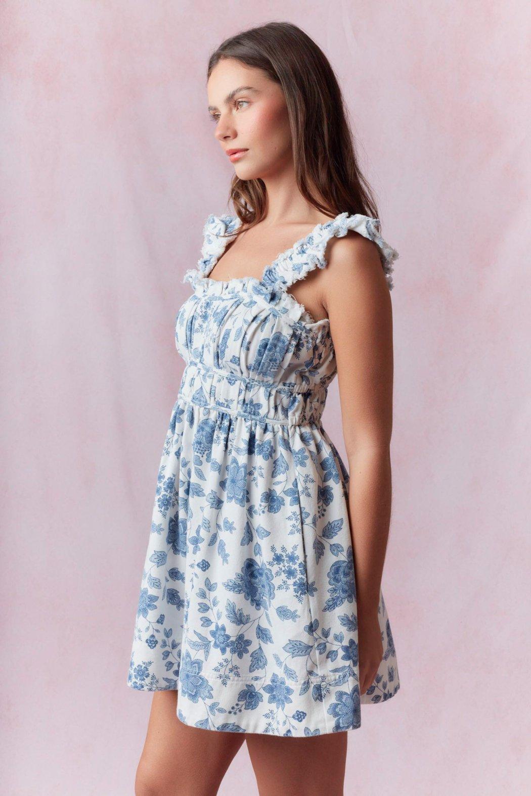 Petal Rush Denim Mini Dress Product Image