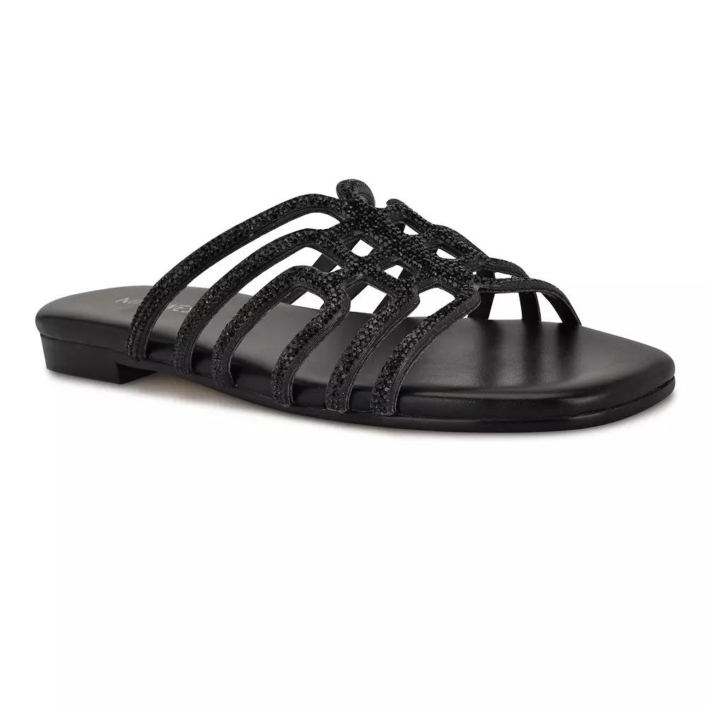 Nine West Timy Women's Slip-On Flat Strappy Sandals, Size: 10.5, Black Product Image