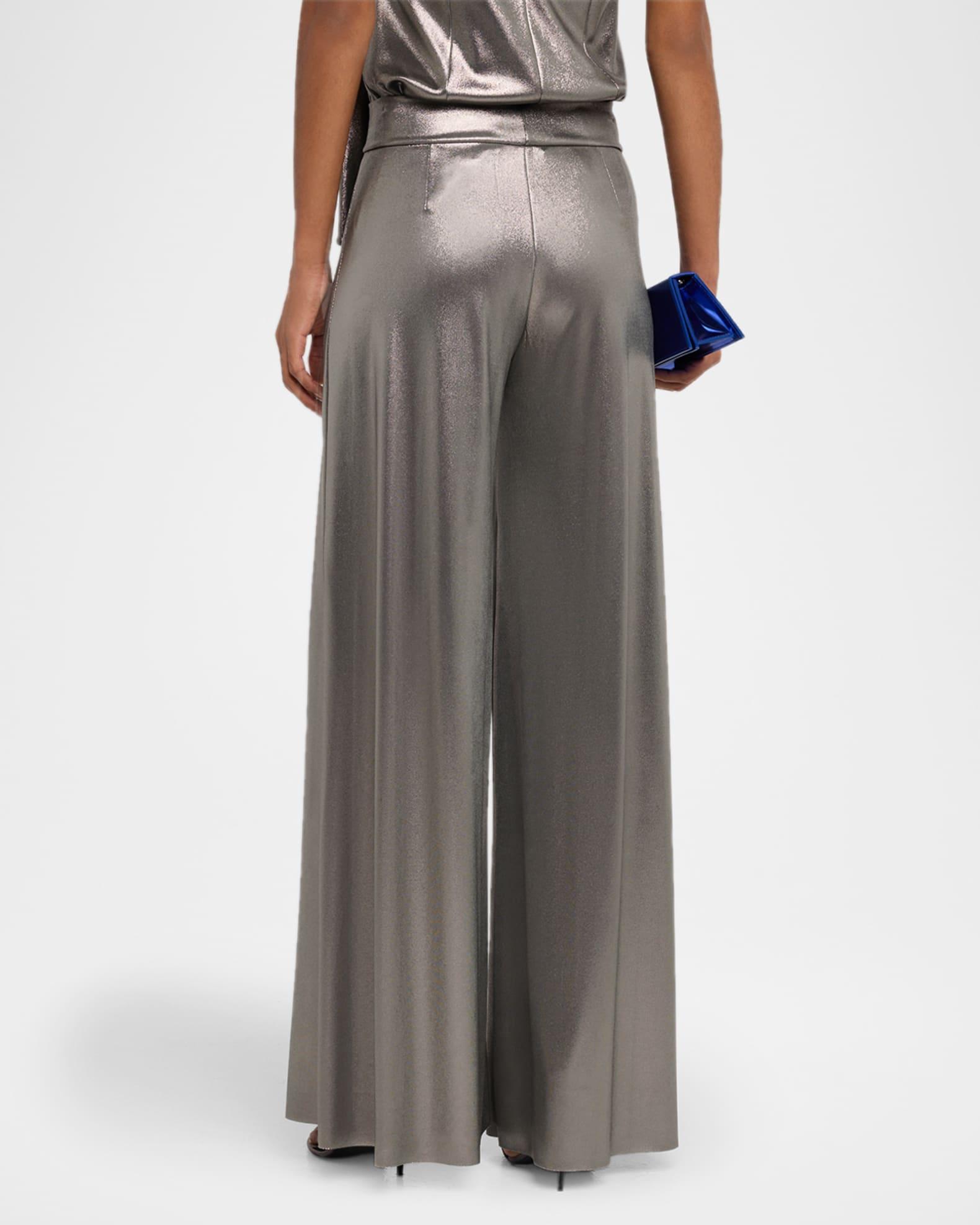 Wide-Leg Metallic Pants Product Image