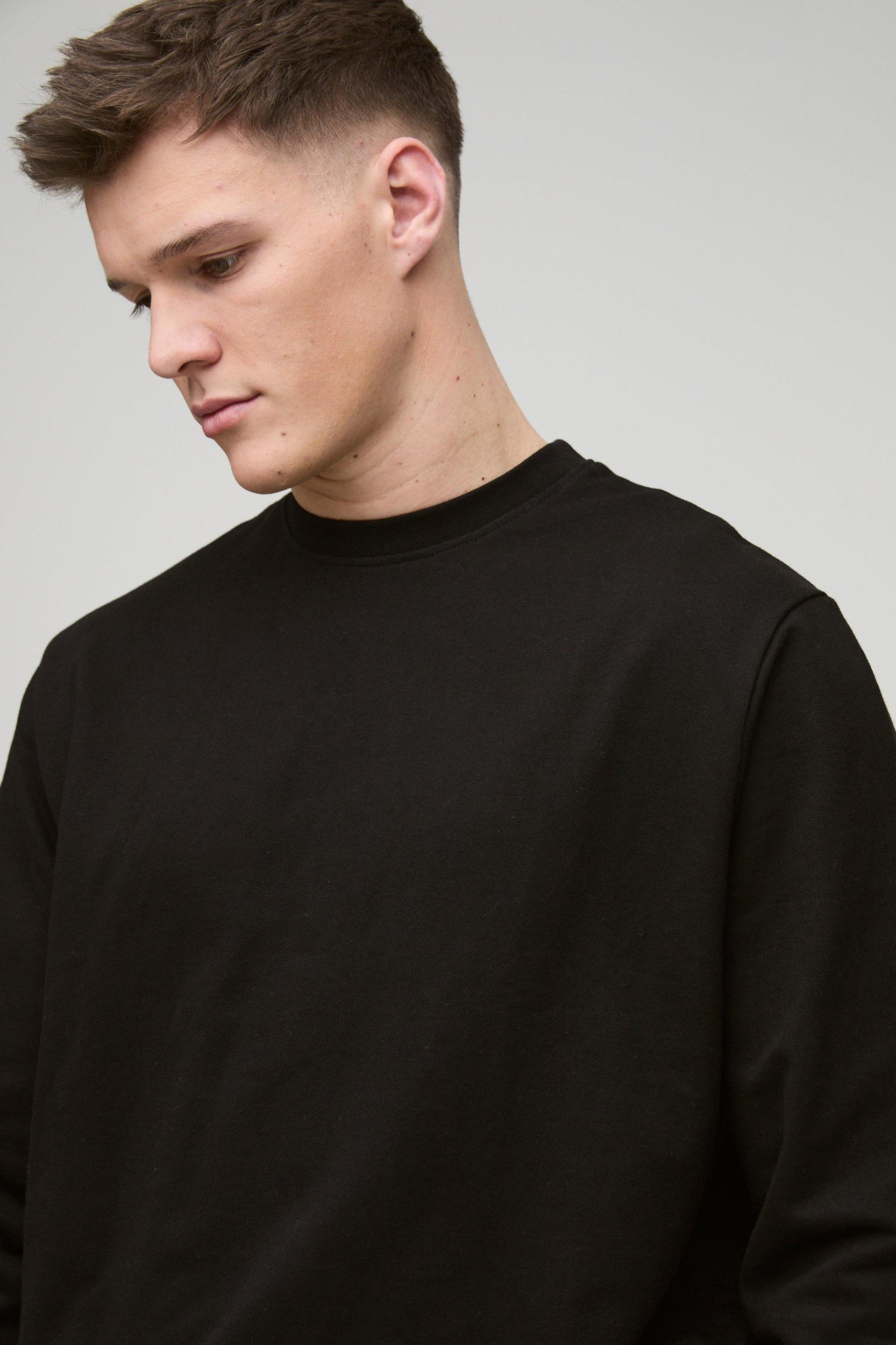 Tall 260GSM Loopback Regular Fit Basic Sweat | boohooMAN USA Product Image