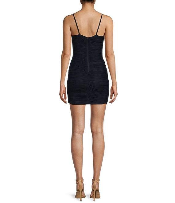 Pear Culture Spaghetti Strap Keyhole Rou Mesh Dress Product Image