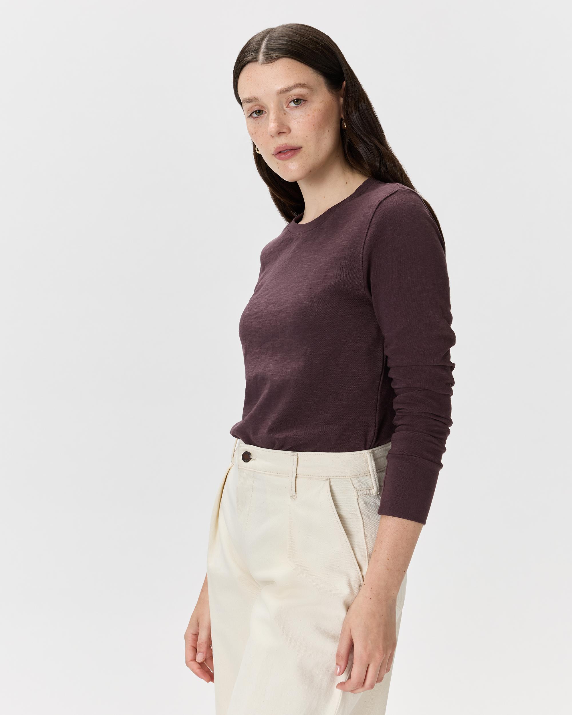 Quince | Women's Slub Long Sleeve T-Shirt Organic Cotton Product Image