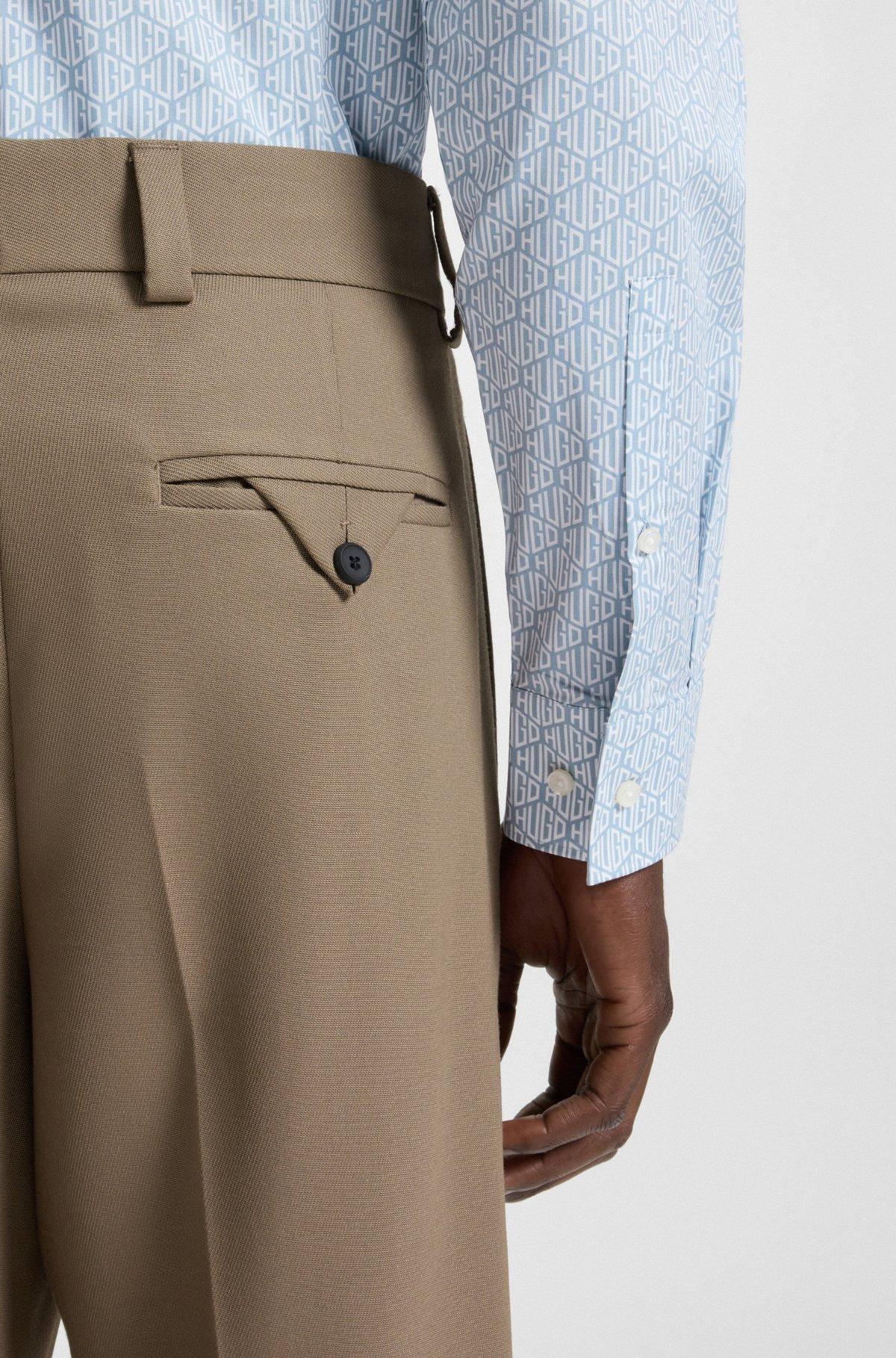 Slim-fit shirt in printed cotton poplin Product Image