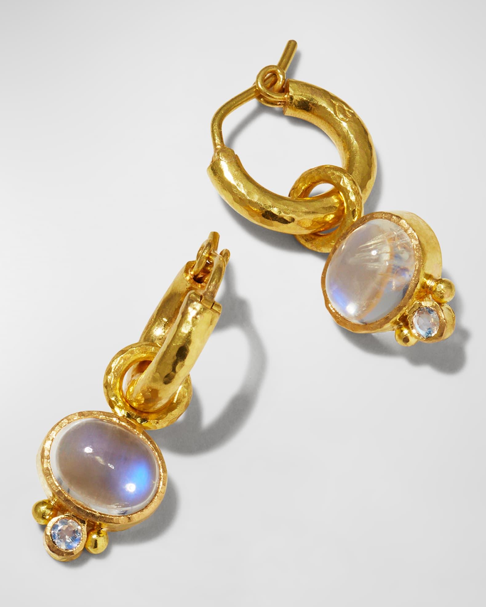 19k Cabochon Moonstone Earring Pendants Product Image