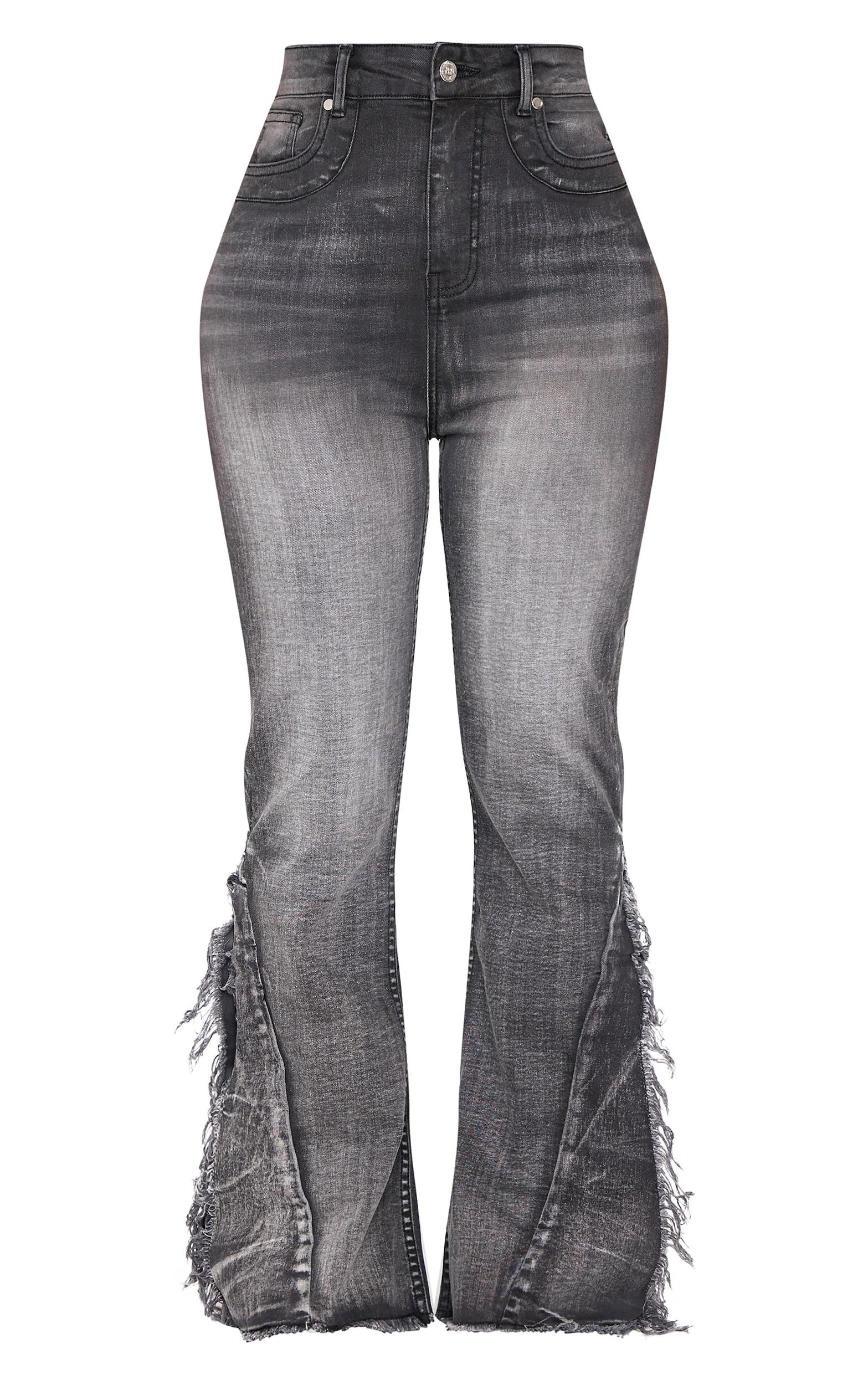 Shape Washed Grey Stretch Flare Denim Jeans Product Image