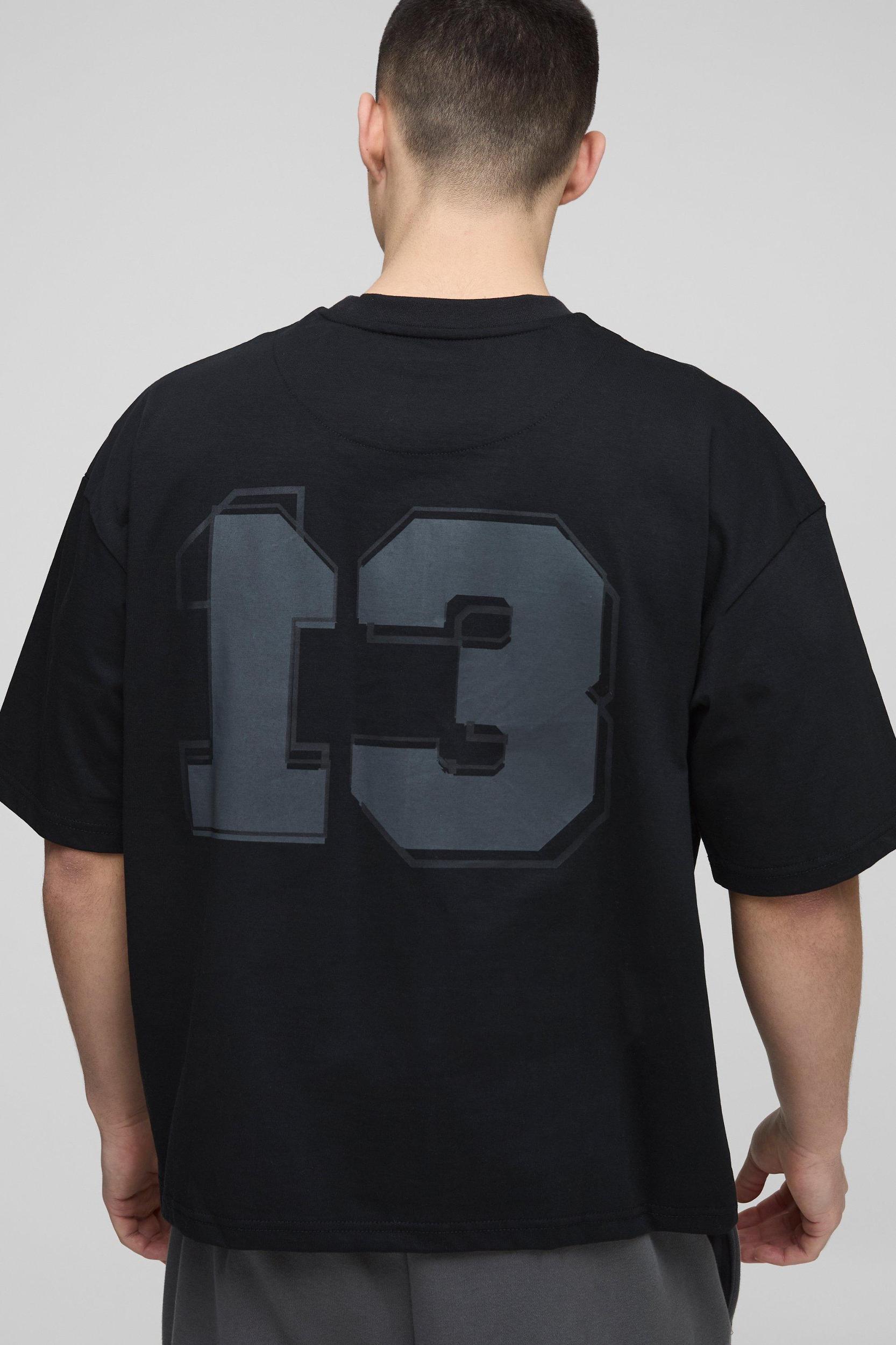 Oversized Boxy Heavyweight Varsity T-Shirt | boohooMAN USA Product Image