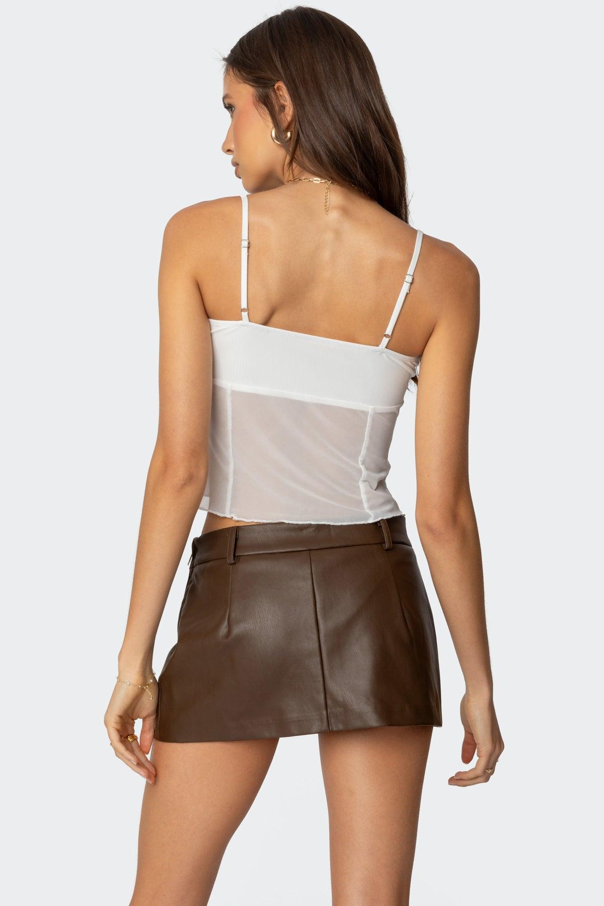 Viv Ruched Sheer Mesh Top Product Image
