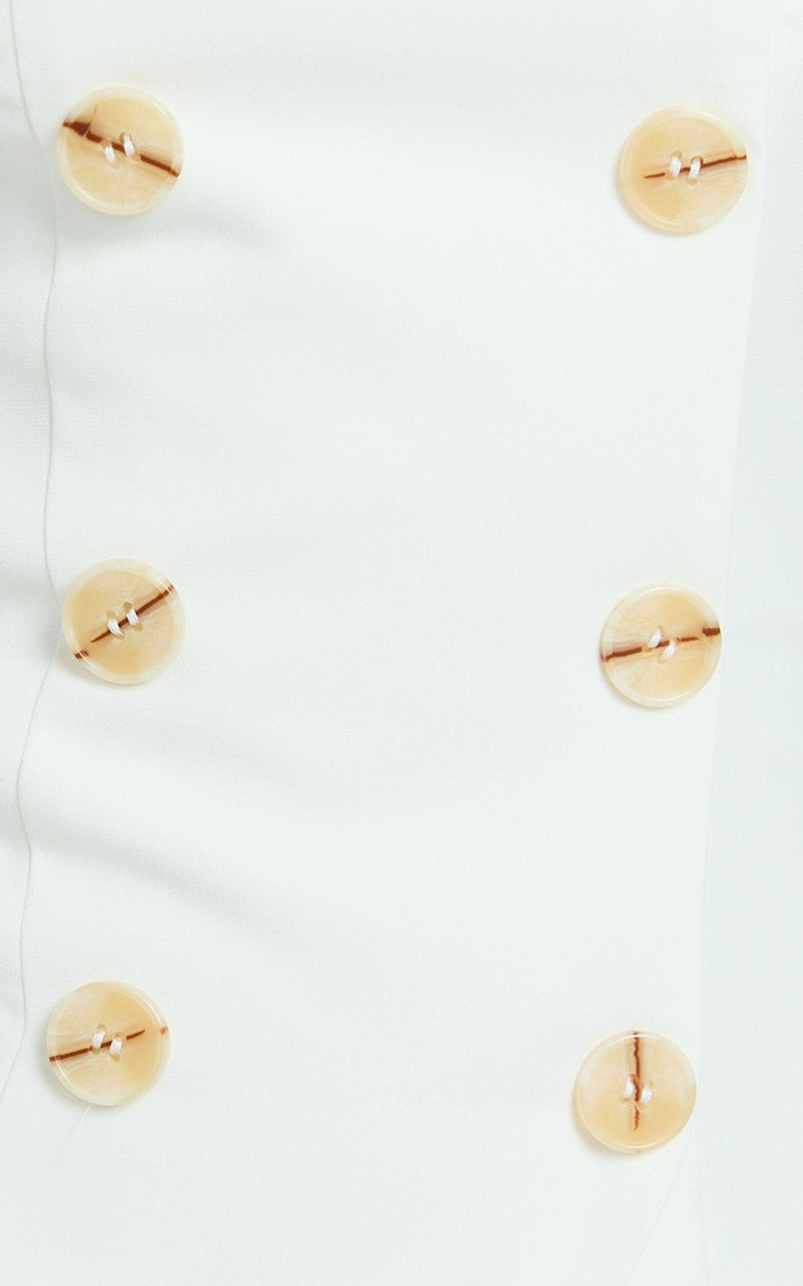 Carson Midi Dress - Strapless Double Breasted Wrap Fitted Dress in Off White Product Image