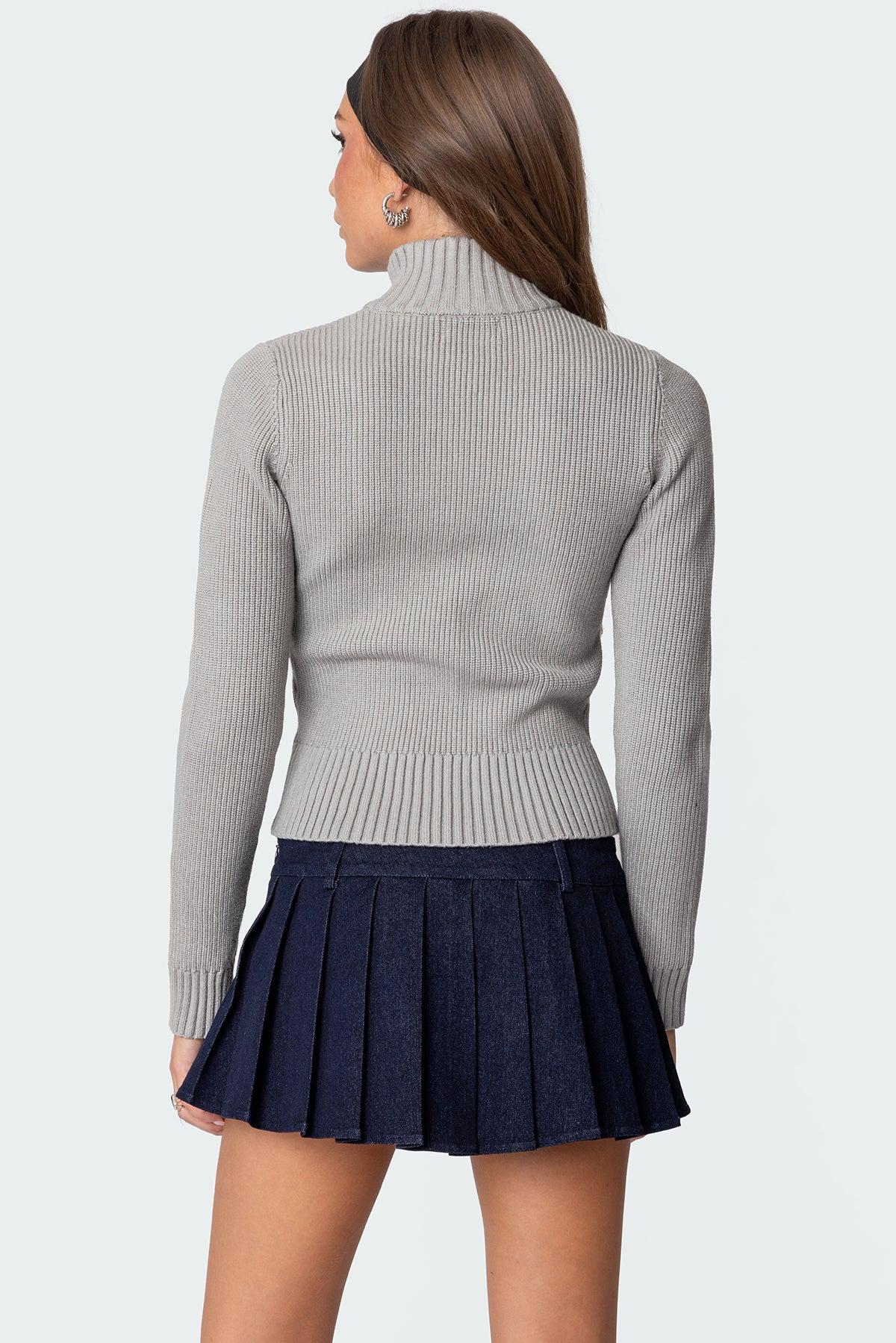 89 High Neck Zip Up Cardigan Product Image