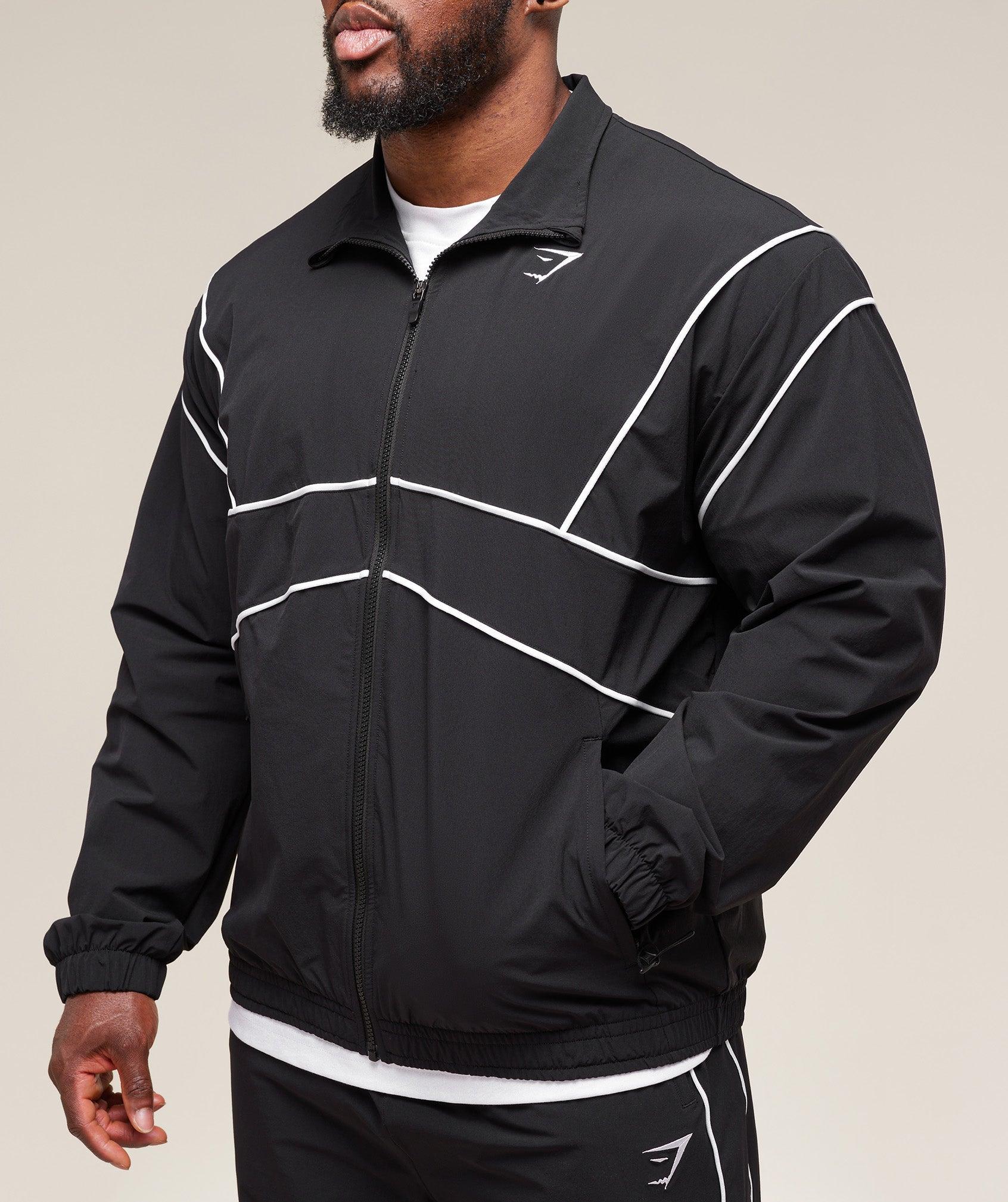 Gymshark Retro Crinkle Track Jacket - Black Male Product Image