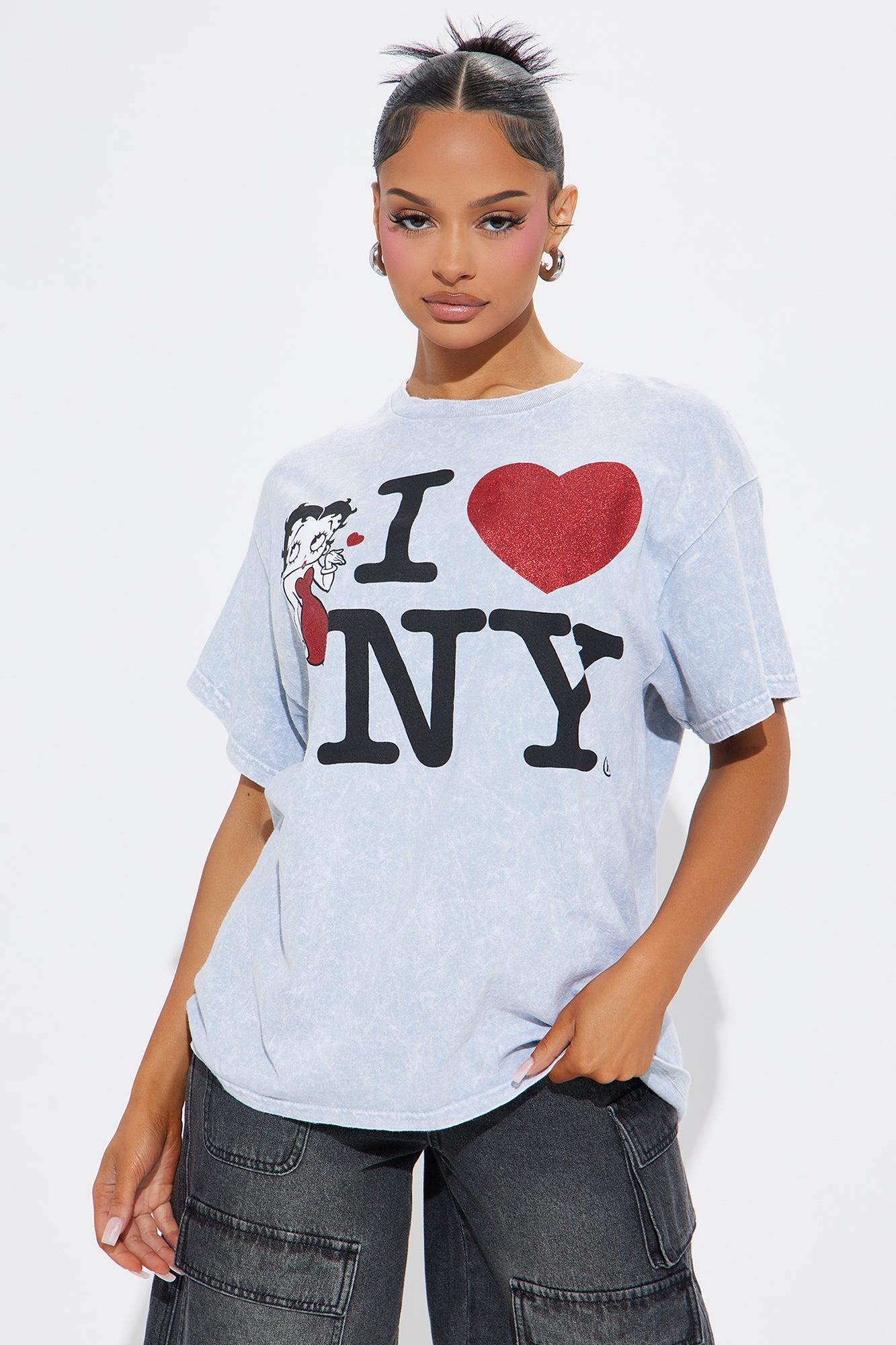 Betty Boop Loves NY Washed Tee - Grey Product Image