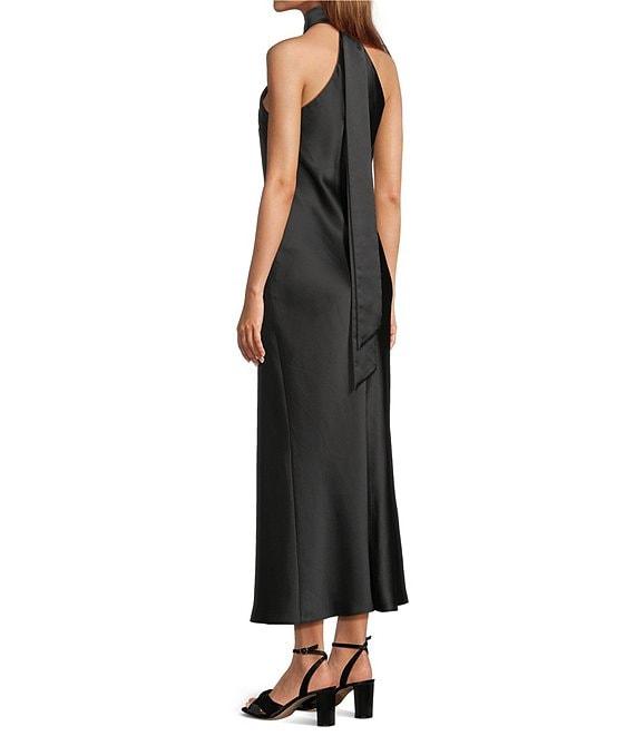 Antonio Melani Darah Satin Halter Neck Sleeveless Midi Dress Product Image