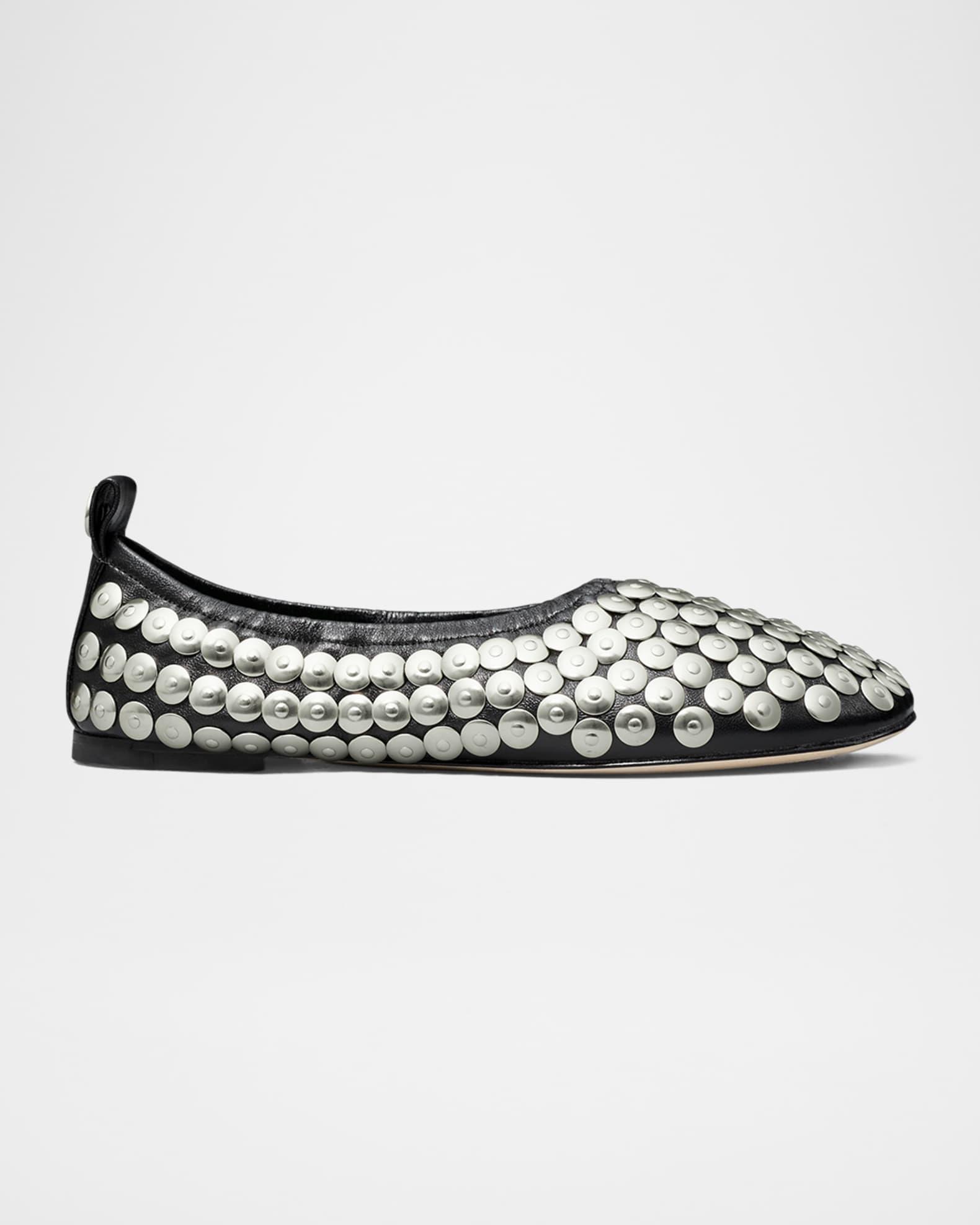 Studded Leather Ballerina Flats Product Image
