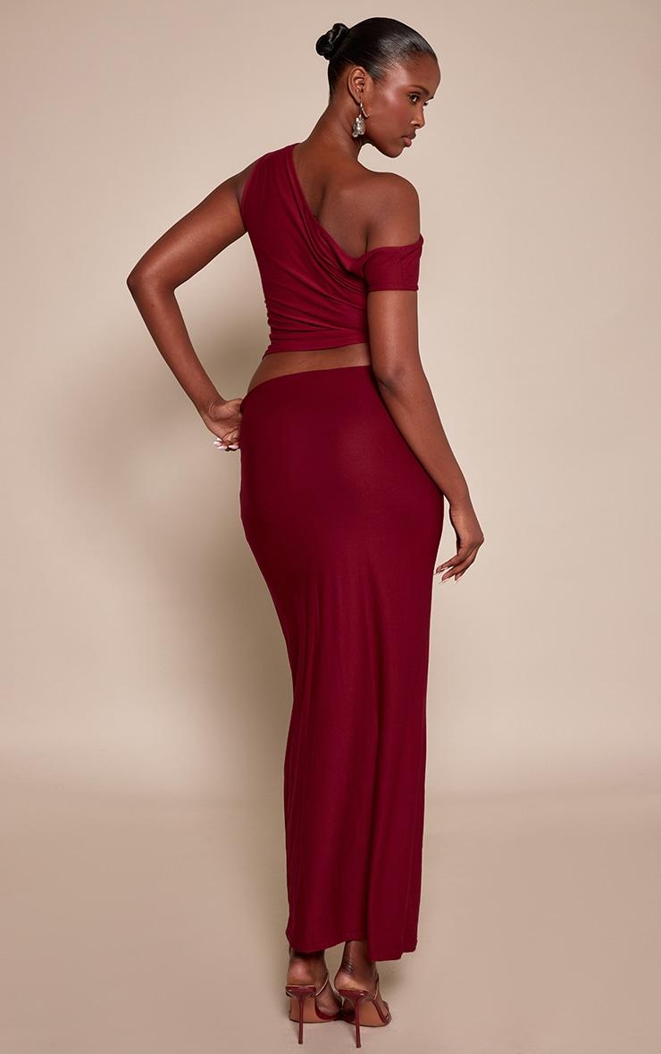 Burgundy Soft Touch Mid Rise Maxi Skirt Product Image