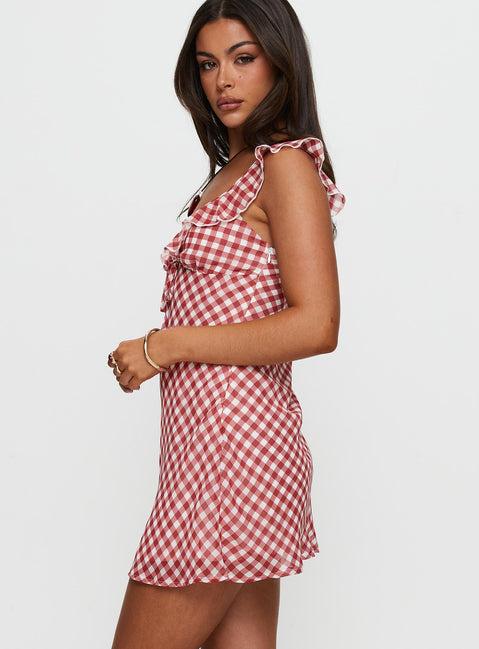Marseilla Mini Dress Red Check Product Image
