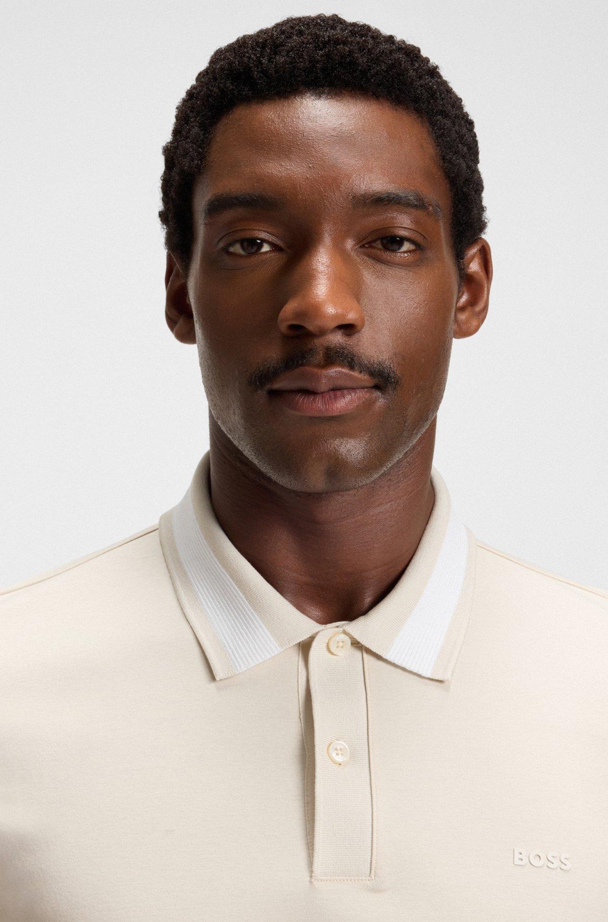 Slim-fit polo shirt in mercerized stretch-cotton piqué Product Image