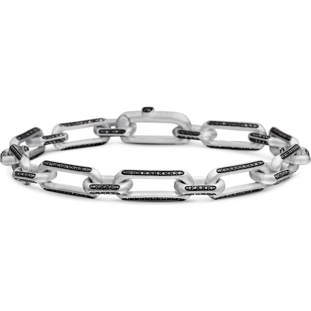 David Yurman Mens Elongated Open Link Chain Bracelet in Sterling Silver with Black Diamonds, 8mm Product Image
