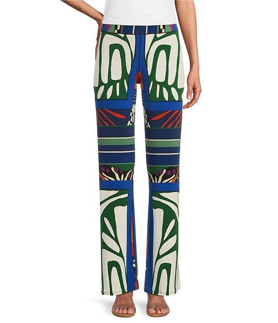 Eva Varro Printed Elastic Waist Wide Leg Flare Pants Product Image