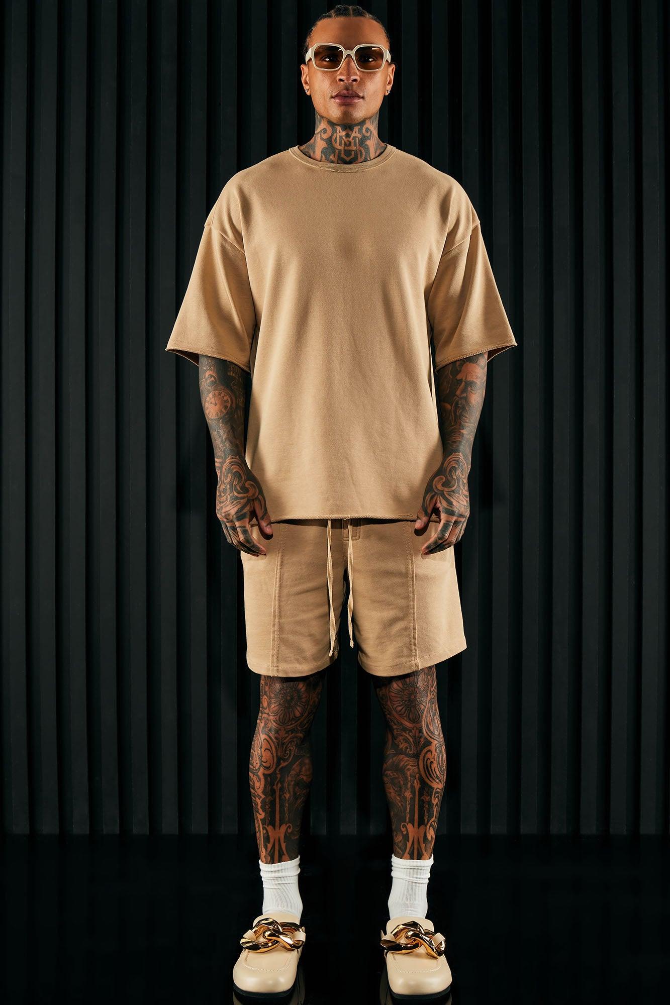 I Like How It Looks Oversized Terry Short Sleeve Tee - Tan Product Image
