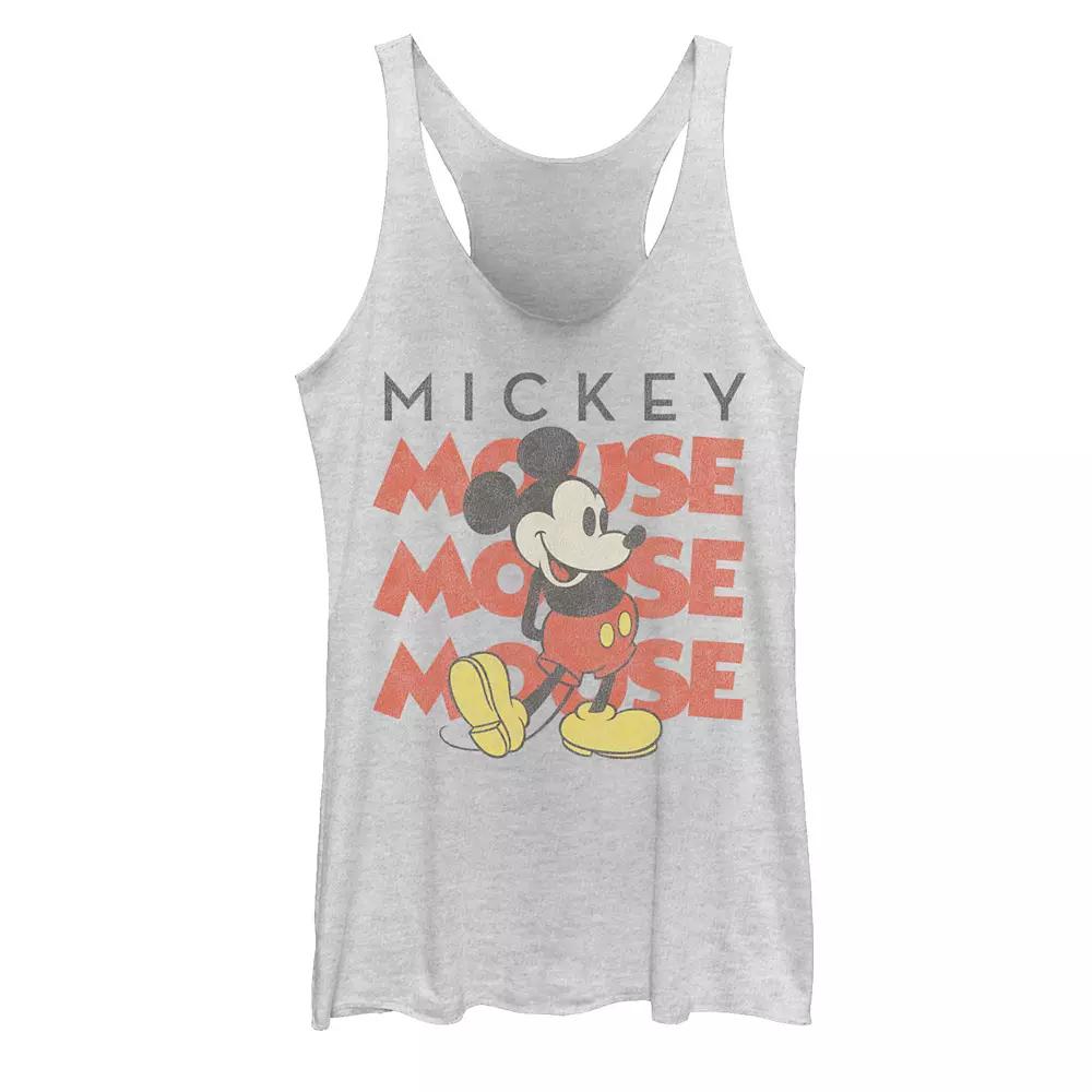 Disney's Mickey And Friends Mickey Mouse Juniors' Racerback Graphic Tank Top, Girl's, Size: XS, White Grey Product Image