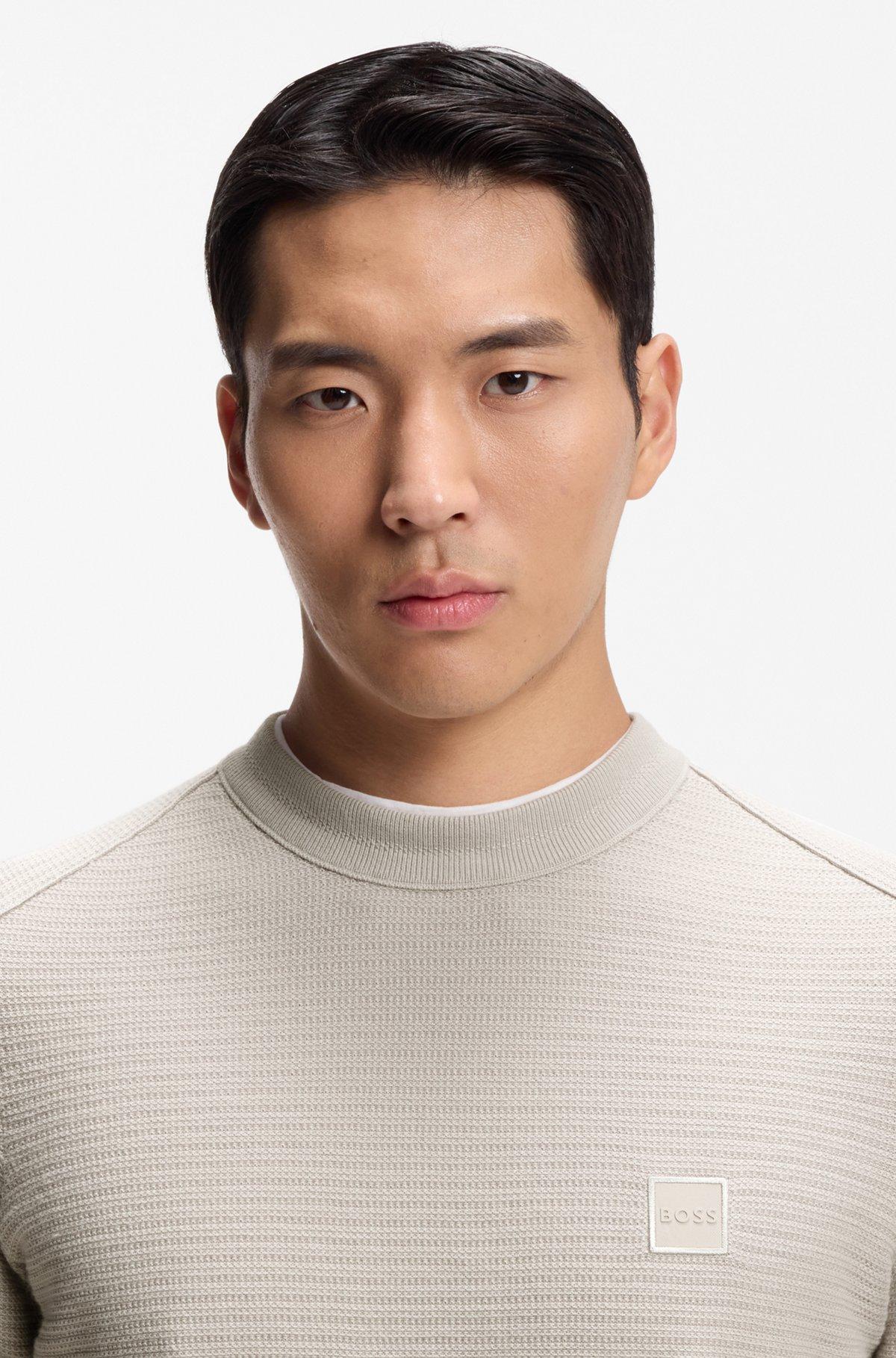 Cotton-cashmere sweater with logo patch Product Image