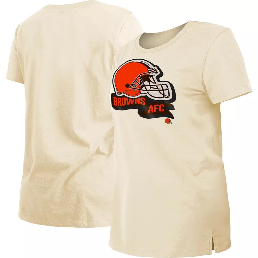 Women's New Era Cream Cleveland Browns Chrome Sideline T-Shirt,  Product Image